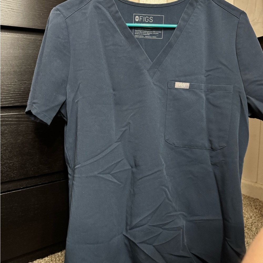 Figs V-Neck Navy Scrub Top